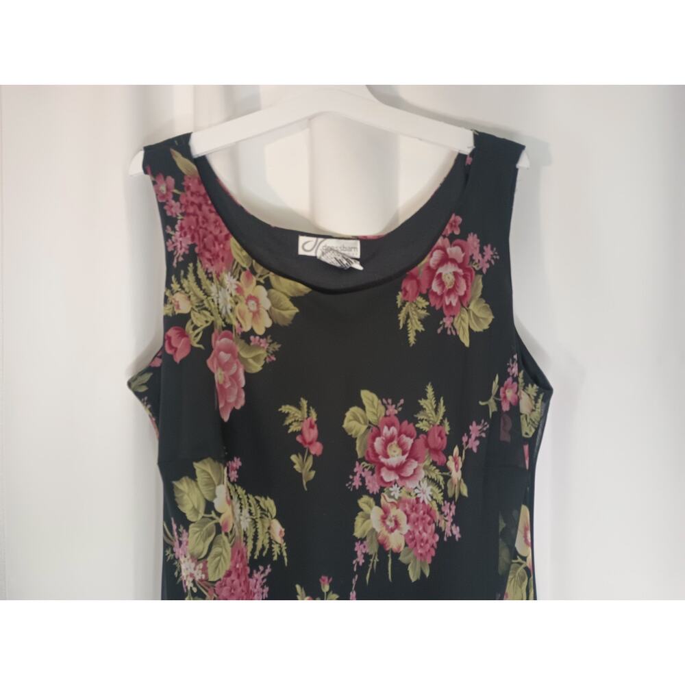 Dressbarn Dark Cottage Floral Maxi Dress 16W Chiffon Fairy Dainty Whimsigoth - Picture 3 of 8